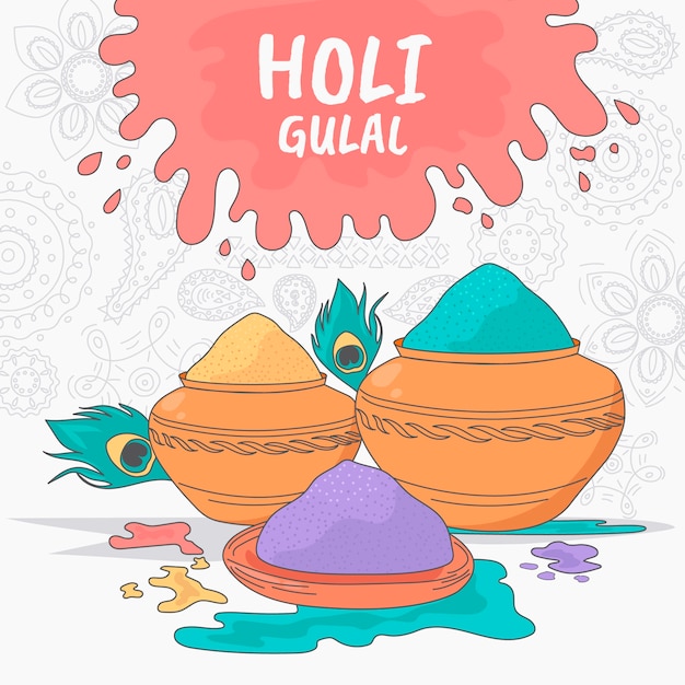 Free Vector hand-drawn colorful holi festival