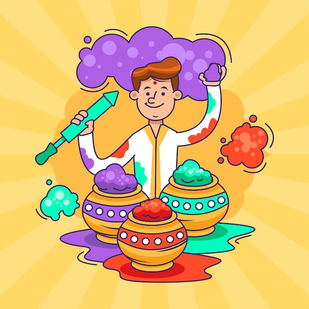 Free vector hand drawn colorful holi gulal