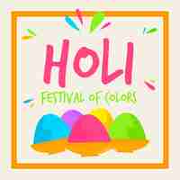 무료 벡터 손으로 그린 다채로운 holi 미니멀 gulal