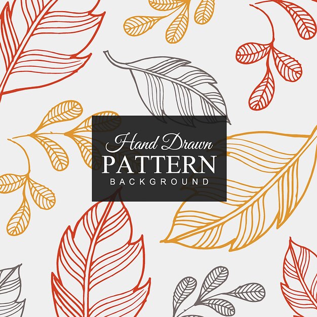 Hand Drawn Colorful Leaf Pattern Background