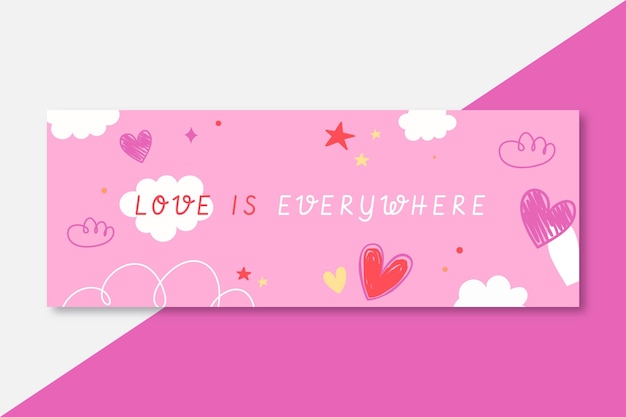 Hand drawn colorful love facebook cover