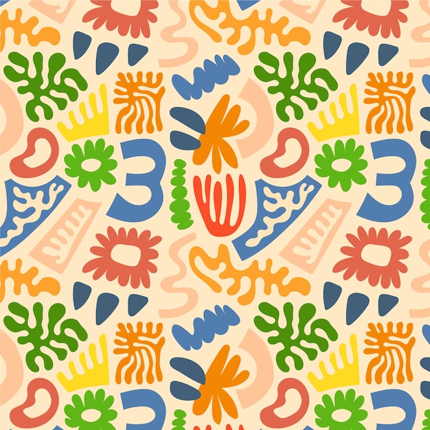 Hand drawn colorful matisse pattern design