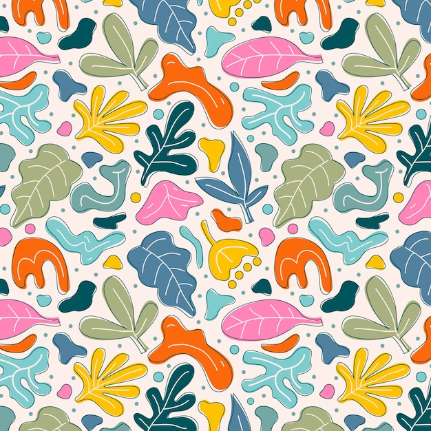 Hand drawn colorful matisse pattern design