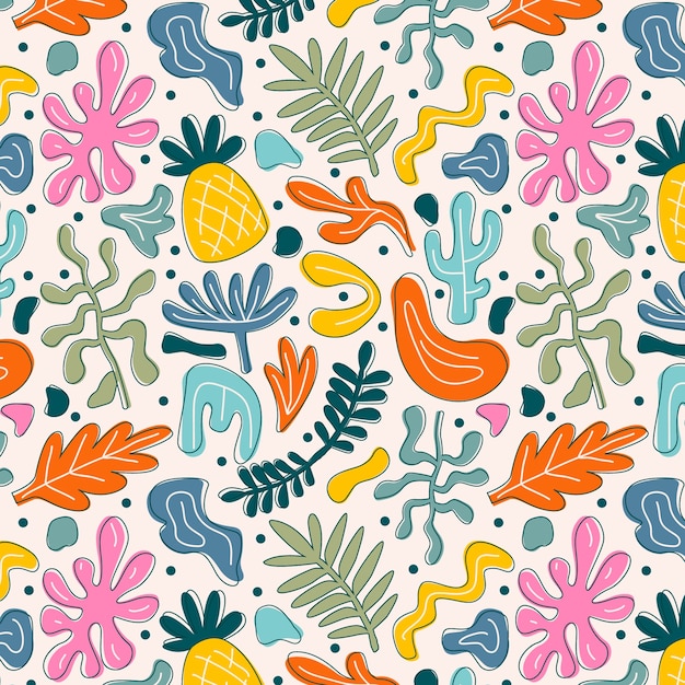 Hand drawn colorful matisse pattern design