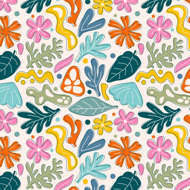 Hand drawn colorful matisse pattern design