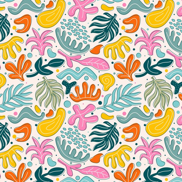 Hand drawn colorful matisse pattern design