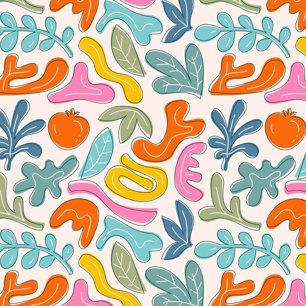 Hand drawn colorful matisse pattern design