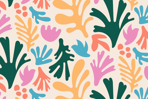 Free vector hand drawn colorful matisse pattern design