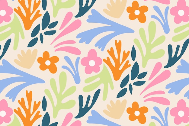Free vector hand drawn colorful matisse pattern design