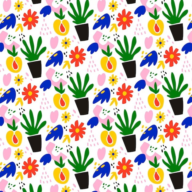 Free vector hand drawn colorful matisse pattern design