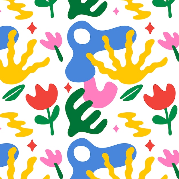 Free vector hand drawn colorful matisse pattern design