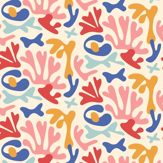 Hand drawn colorful matisse pattern design