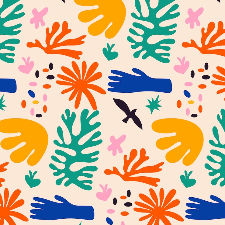 Free Vector hand drawn colorful matisse pattern