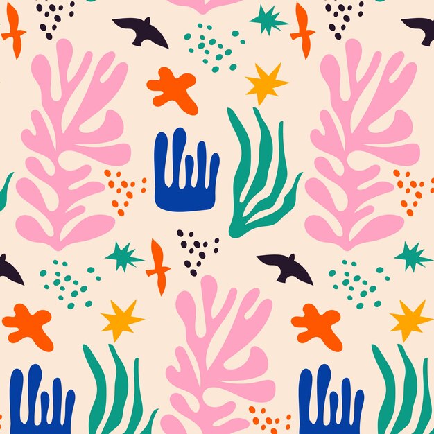 Hand drawn colorful matisse pattern