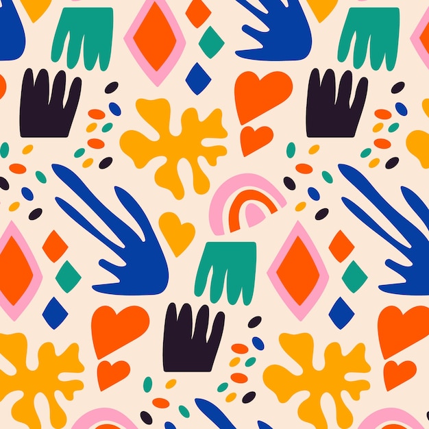 Hand drawn colorful matisse pattern