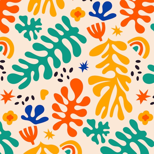 Free vector hand drawn colorful matisse pattern