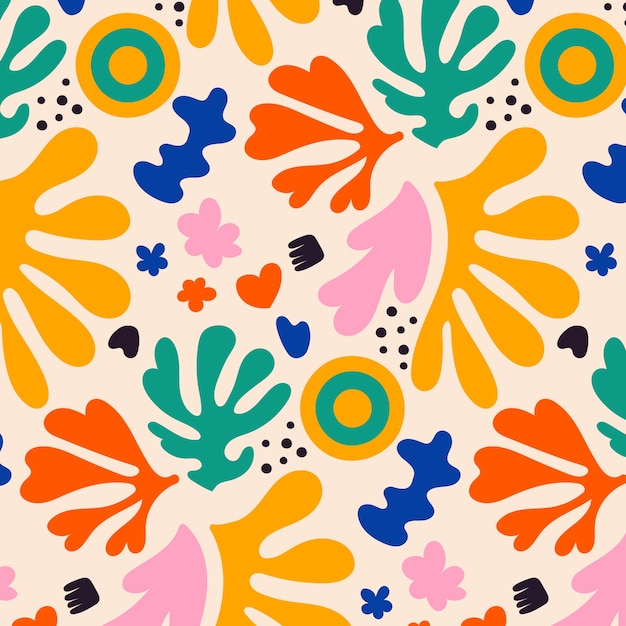 Free vector hand drawn colorful matisse pattern