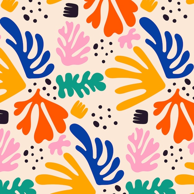 Free vector hand drawn colorful matisse pattern