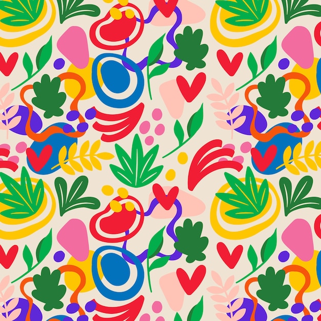 Free vector hand drawn colorful matisse pattern