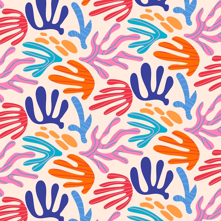 Free Vector hand drawn colorful matisse pattern