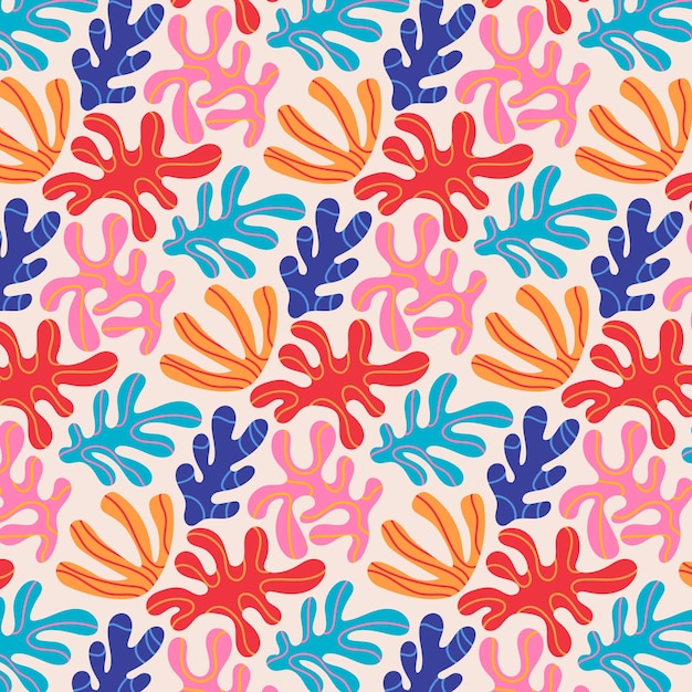 Free vector hand drawn colorful matisse pattern