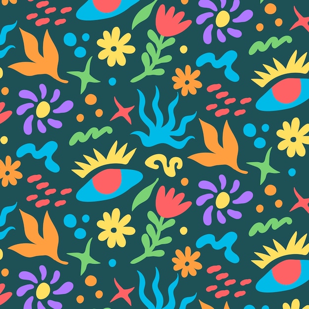 Hand drawn colorful matisse pattern