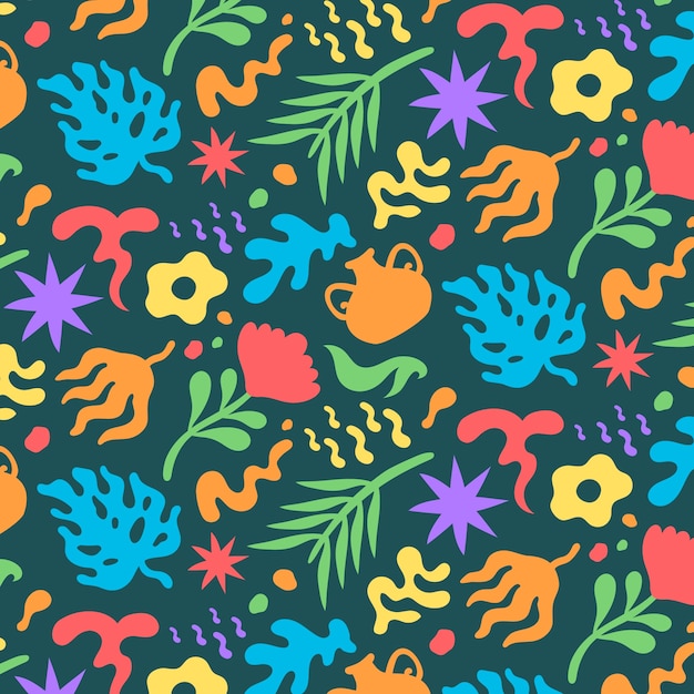 Free vector hand drawn colorful matisse pattern