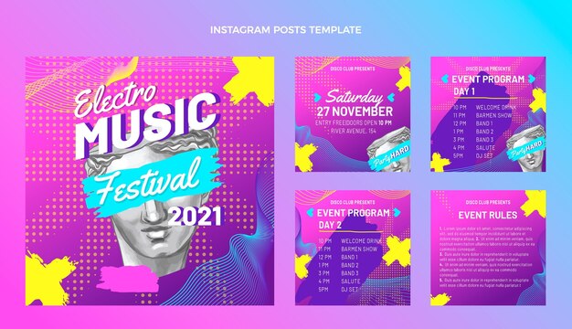 hand drawn colorful music festival instagram post