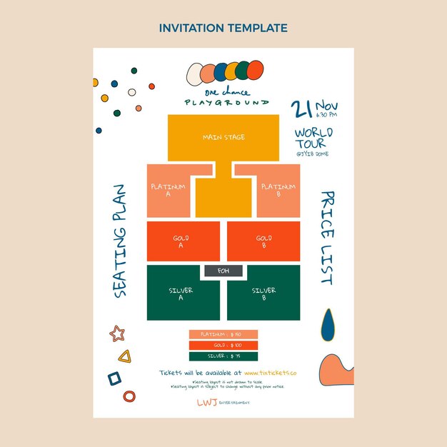 Hand drawn colorful music festival invitation