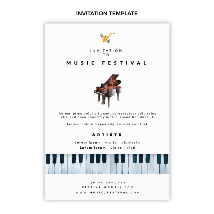 Free Vector hand drawn colorful music festival invitation