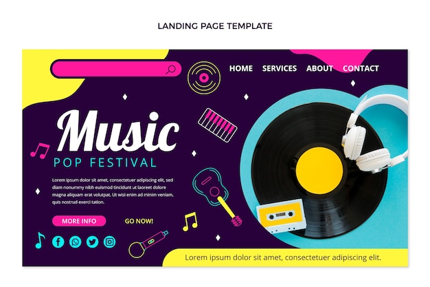 Hand drawn colorful music festival landing page