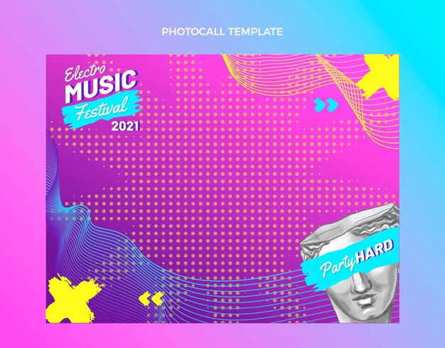 hand drawn colorful music festival photocall