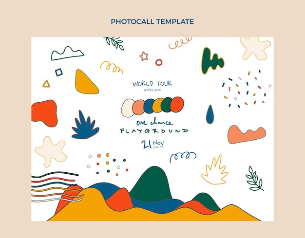 hand drawn colorful music festival photocall