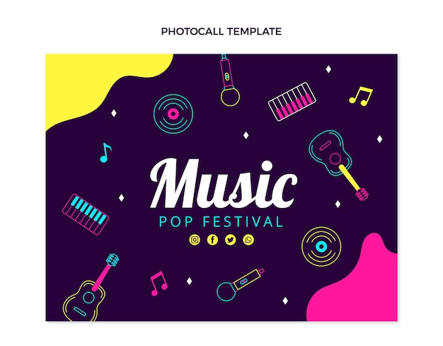 무료 벡터 손으로 그린 다채로운 음악 축제 photocall