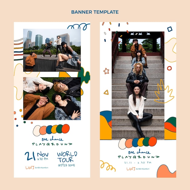 hand drawn colorful music festival vertical banners