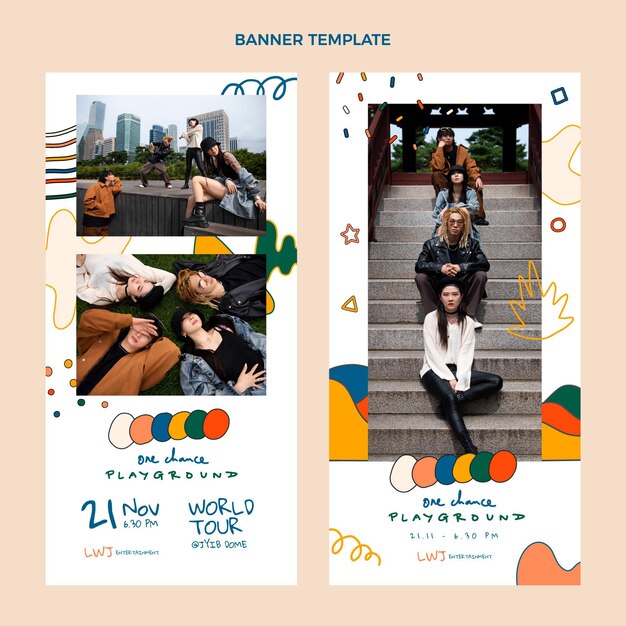 hand drawn colorful music festival vertical banners
