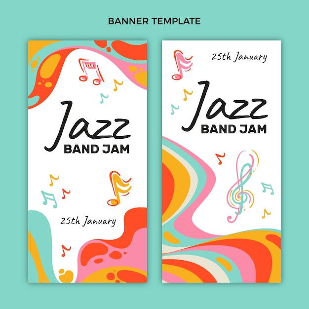 Hand drawn colorful music festival vertical banners