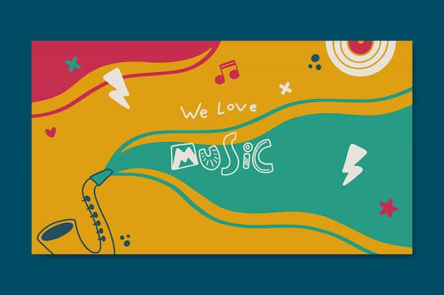 Vettore gratuito arte del canale youtube del festival musicale colorato disegnato a mano