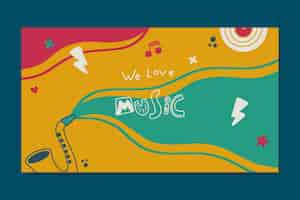 Free vector hand drawn colorful music festival youtube channel art