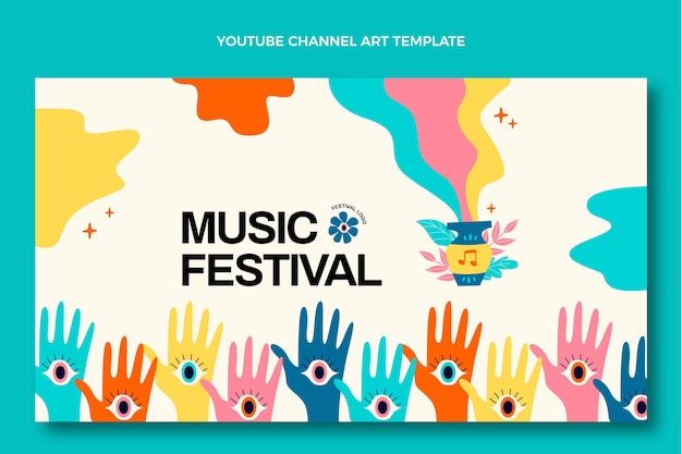 손으로 그린 다채로운 음악 축제 youtube 채널 아트