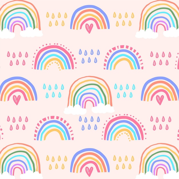 Free vector hand drawn colorful rainbow pattern