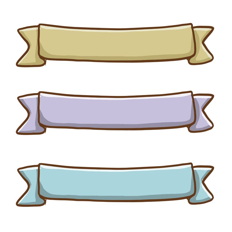 Hand drawn colorful ribbon set