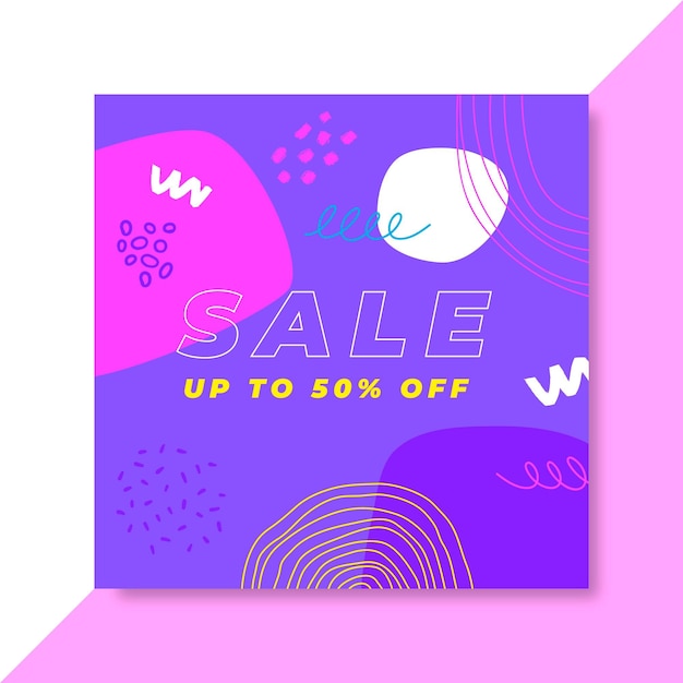 Free vector hand drawn colorful sales instagram post