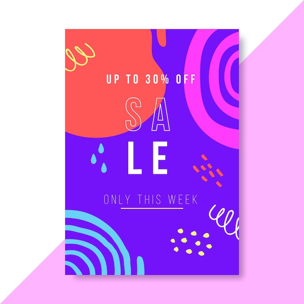 Hand drawn colorful sales poster template