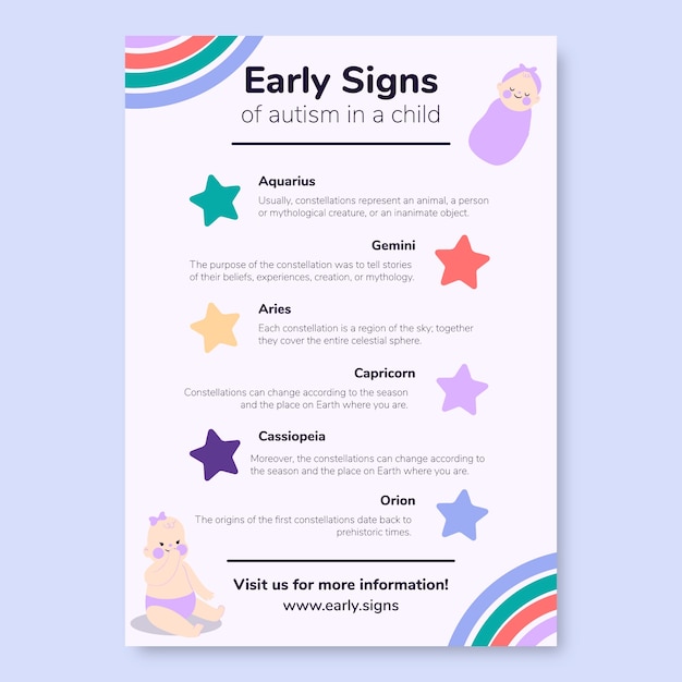 자폐증 의 손 으로 그려진 다채로운 표지판
