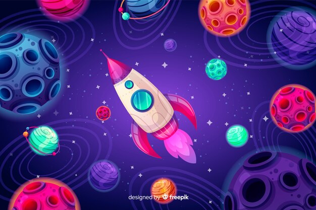 Hand drawn colorful space background