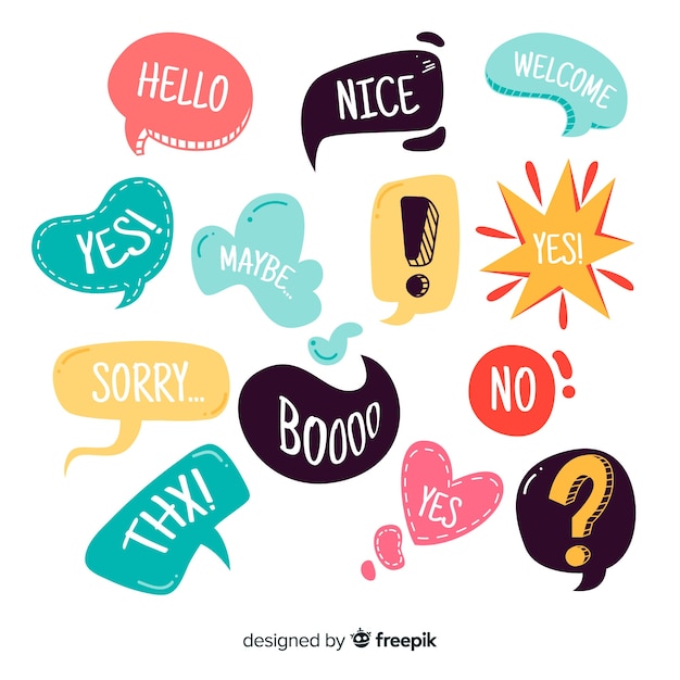 Hand drawn colorful speech bubbles variety