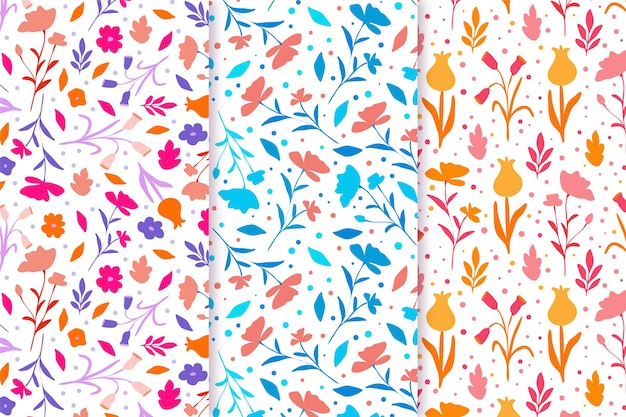 Hand drawn colorful spring pattern pack