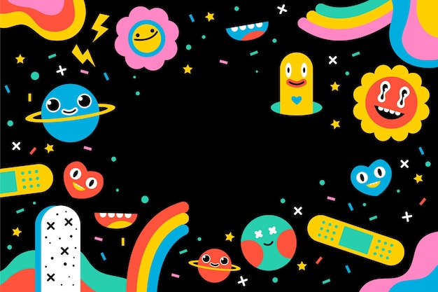 Free vector hand drawn colorful trendy cartoon background