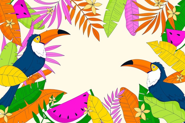 Free vector hand drawn colorful tropical background